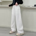 thumbnail image 5 of TOWED22 Girl’s Elastic Waist Jeans Straight Leg Demin Pants Casual Stretch Long Pants with Pockets White,7-8 Y, 5 of 7