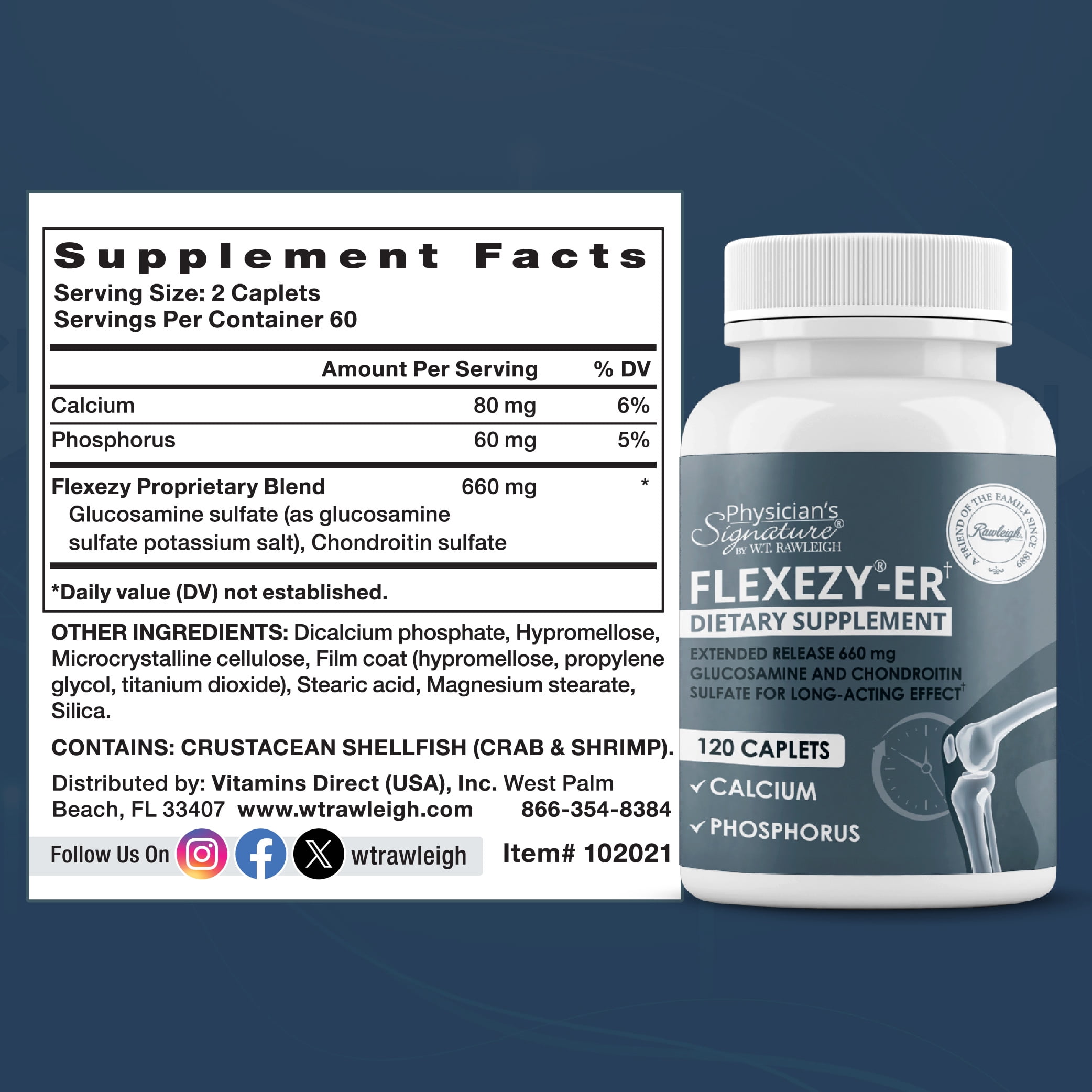 Rawleigh Flexezy-ER with Glucosamine & Chondroitin for Joints & Cartilage Health 120 Count