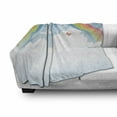 thumbnail image 3 of Cloud Soft Flannel Fleece Throw Blanket, Colorful Rainbow Arc in the Sky with a Butterfly on Starburst Stripes Background, Cozy Plush for Indoor and Outdoor Use, 70" x 90", Multicolor, by Ambesonne, 3 of 6