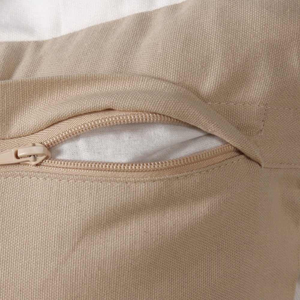 LR Home Ox Bay Hand-Woven Tan/White Bordered All-Natural Cotton Pillow Cover