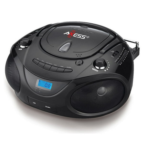 Axess Portable MP3/CD/USB/SD Boombox avec AMFM Stéréo Noir