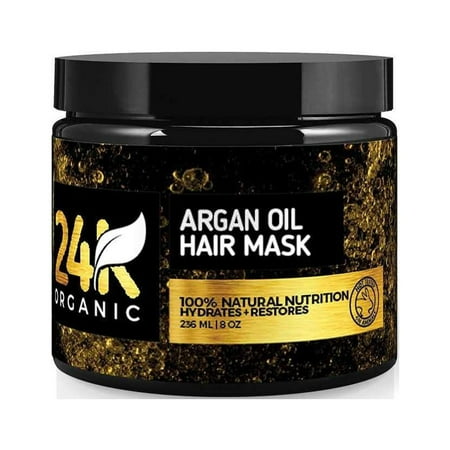24k Organics Argan Oil Hair Mask - Deep Conditioner and Hair Moisturizer, Repair Dry, Damaged or Color Treated Hair