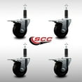 thumbnail image 2 of 3.5 Inch SS Hard Rubber Swivel 1 Inch Expand Stem Caster Set Total Lock Brake, 2 of 2