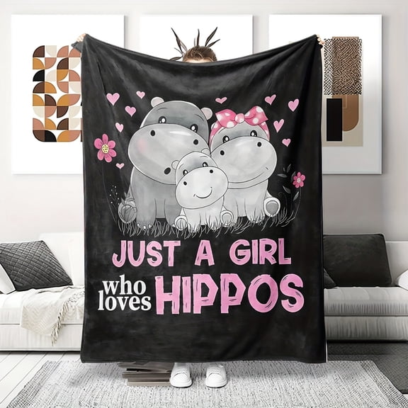 A Cute Hippo Throw Blanket a Perfect Gift for Friends And Family Suitable for Sofas Beds Travel Living Rooms And Home Decor. It Is Comfortable Lightweight