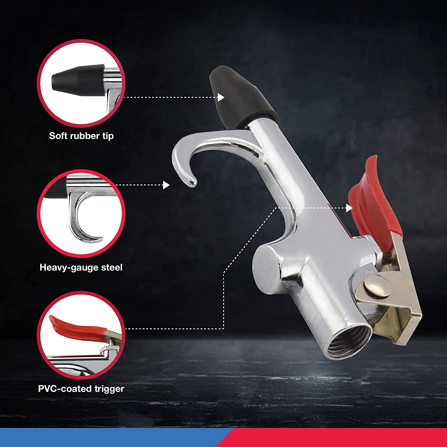 MKEUDQ-Neiko 31112 Air Blow Gun Nozzle Set, Air Compressor' Air Gun W/ 5 Interchangeable Nozzles, Air-Compressor Accessories Tools Air Gun, Air Blower Gun