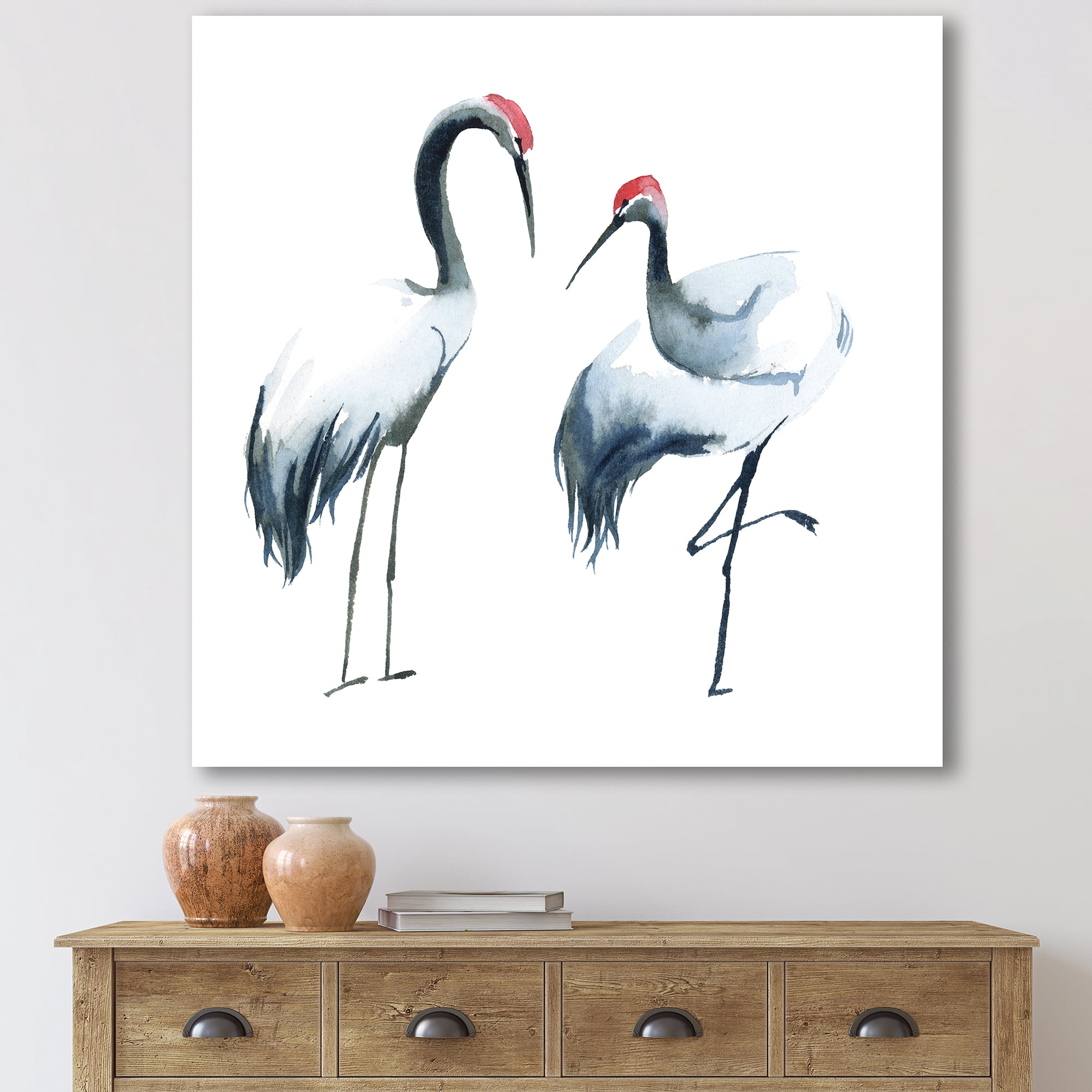 Designart ' Two Monochrome Shadoofs ' Farmhouse Canvas Wall Art Print