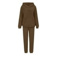 thumbnail image 4 of Aofany 2 PC Sweatsuit Set Women Oversized Winter Fuzzy Fleece Long Sleeve Hoodiess Pullover Sweatshirt Tracksuit Jogger Sweatpants, 4 of 5