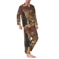 thumbnail image 2 of Honeii 1860s Style American Cowboy Pattern Mens Pajamas Set,2pcs Men's Lounge Long Sleeve Sleep Shirt and Pajama Bottoms Sleepwear Set,Mens Pjs Sets-Large, 2 of 7
