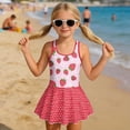 thumbnail image 6 of FOR U DESIGNS Girls' Sleeveless One-Piece Swimsuit Quick Dry Tank Bathing Suit Swimwear with Short Bathing Suit for Kids, Strawberry, 6 of 7