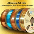 thumbnail image 2 of Ataraxia Silk Tricolor Filaments, Coextrusion Silk PLA Filament 1.75mm for 3D Printer & 3D Pen, ±.03mm, Tri Color Rainbow PLA, 1kg/2.2lb Spool, With Filament Storge Bag, Silk PLA Gold-Green-Fuchsia, 2 of 14