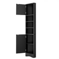 thumbnail image 3 of 66.9"H Bathroom Tall Corner Storage Cabinet with Two Doors, Adjustable Shelves, Open Shelves, Black, 3 of 14