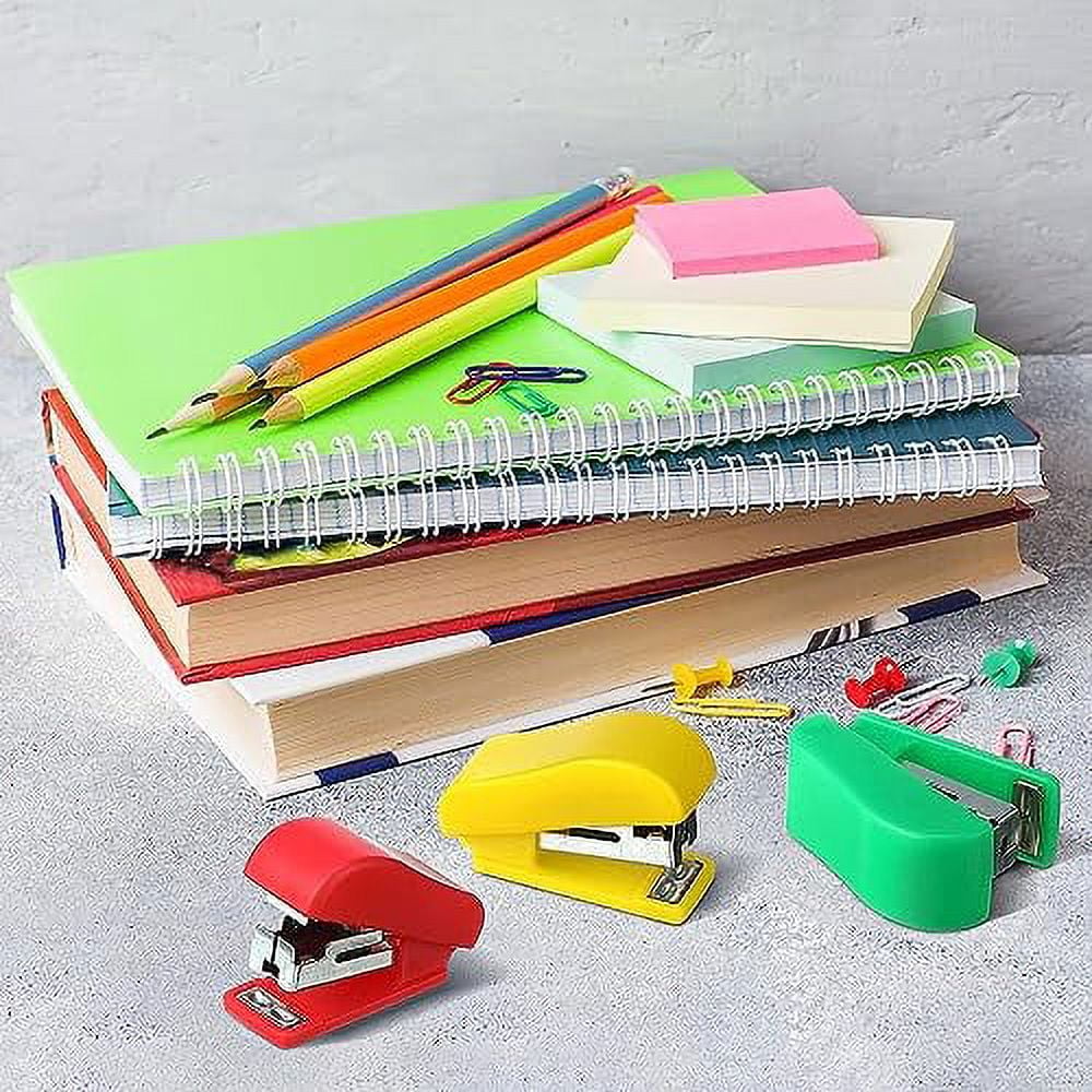 100 Pack of Bulk Wholesale Mini Staplers in Multiple Colors Offices - 100 Count Mini Staplers in Assortment of Red, Blue, Green, Yellow