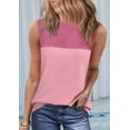 thumbnail image 2 of Tank Top for Women Casual Knitted Summer Sleeveless Tops Crewneck Spring Color Block Shirts Fashion 2025 Pink L, 2 of 6