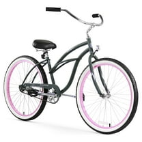 Firmstrong Urban Lady Single Speed 26" Beach Cruiser Womens Bicycle, Army Green w/ Pink Rims
