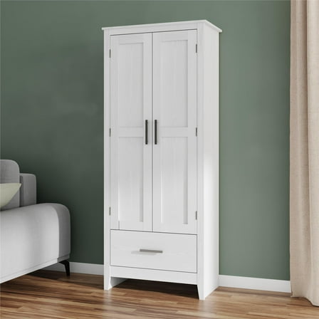 Farmhouse 2-Door, 1-Drawer Storage Cabinet, White