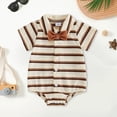 thumbnail image 2 of Baby Onesies Baby Boy Clothes Baby Boy Clothes Turndown Collar Striped Long/Short Sleeve Romper Button Up Jumpsuit Shirt Bodysuit, 2 of 5