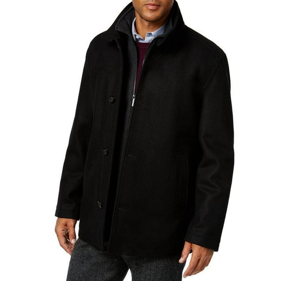 LONDON FOG Coats for Men - Men's Wool Blend Car Coat with Bib - Classic Men's Coats - Stylish Men's Wool Coat - Outerwear Essentials