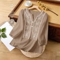thumbnail image 2 of Weikingp Embroidered Tops For Women，Linen Tunic Tops Flowy Bohemian Tunics For Women Embroidery Shirts For Women Gauze Blouses For Women Cotton Long Sleeve Shirt Floral Embroidered Top L, 2 of 9