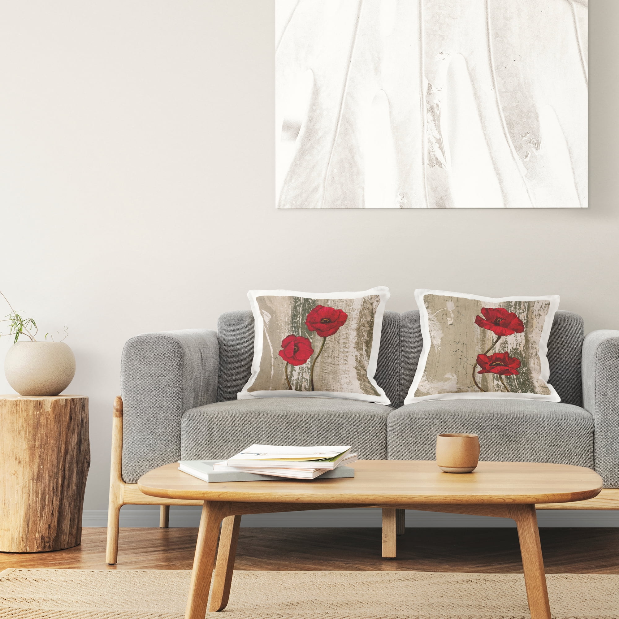 Stupell Industries Poppies on Rustic Background Decorative Printed Throw Pillow Design by Brian Foster.