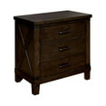thumbnail image 4 of Newboti Furniture Rustic Style Dark Walnut Finish 1pc Nightstand Bedroom Furniture Solid wood 3-Drawers bedside Table Black Bar Pulls 09171, 4 of 6