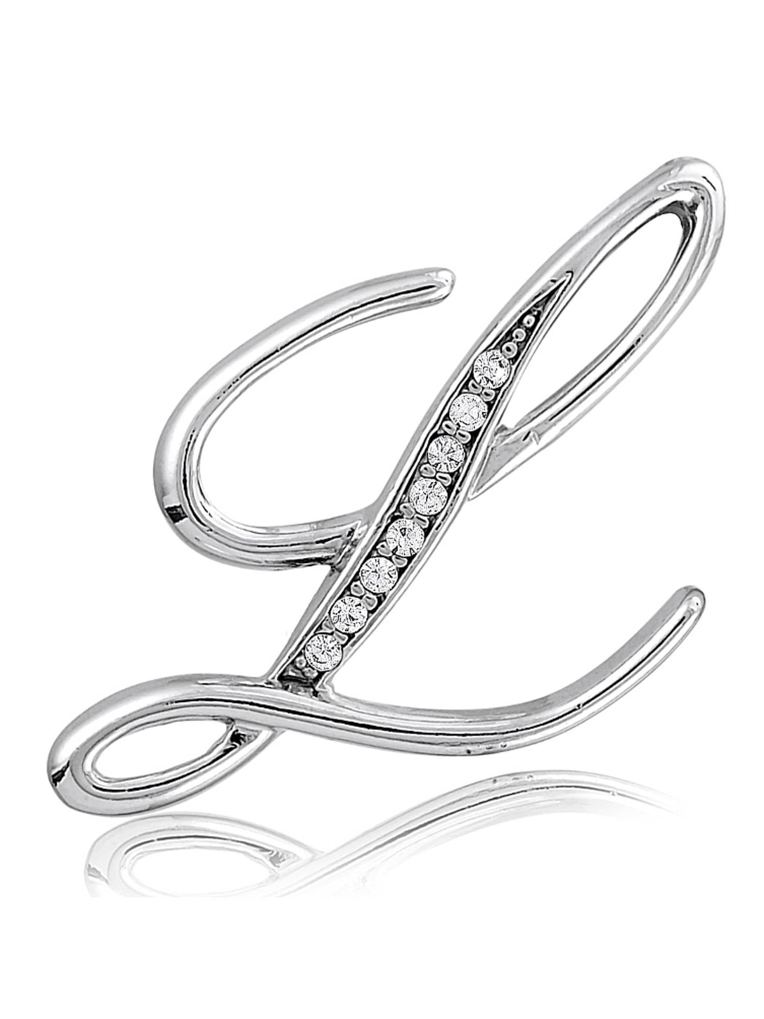 Diamante Silver Initial Letter L Fashion Brooch Pin Brand New FREE P/&P