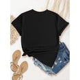 thumbnail image 3 of Women's Casual Short Sleeve T-Shirt with Elf Print, Cotton Knit Fabric, All-Season Comfort, Round Neck, Creative Alphabet Design - Holiday Themed Summer Top, 3 of 6