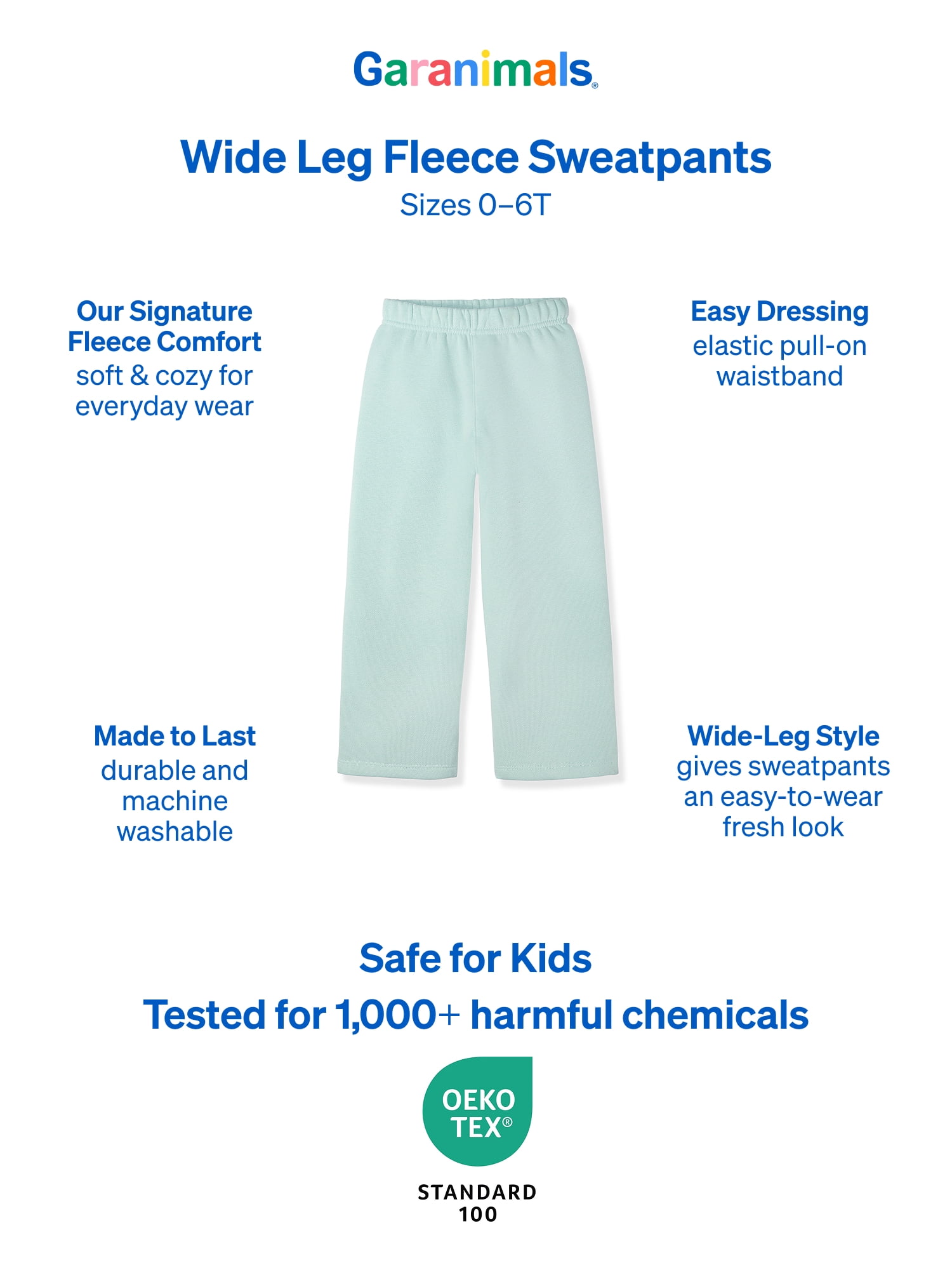 Garanimals Baby & Toddler Girls Fleece Sweatpants, Wide Leg, Sizes 0-6T