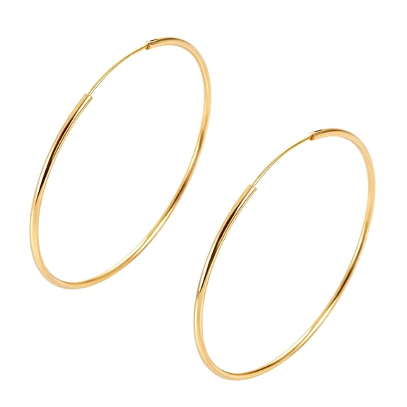 14K Gold Plated Endless Hoop Earrings-(60mm)