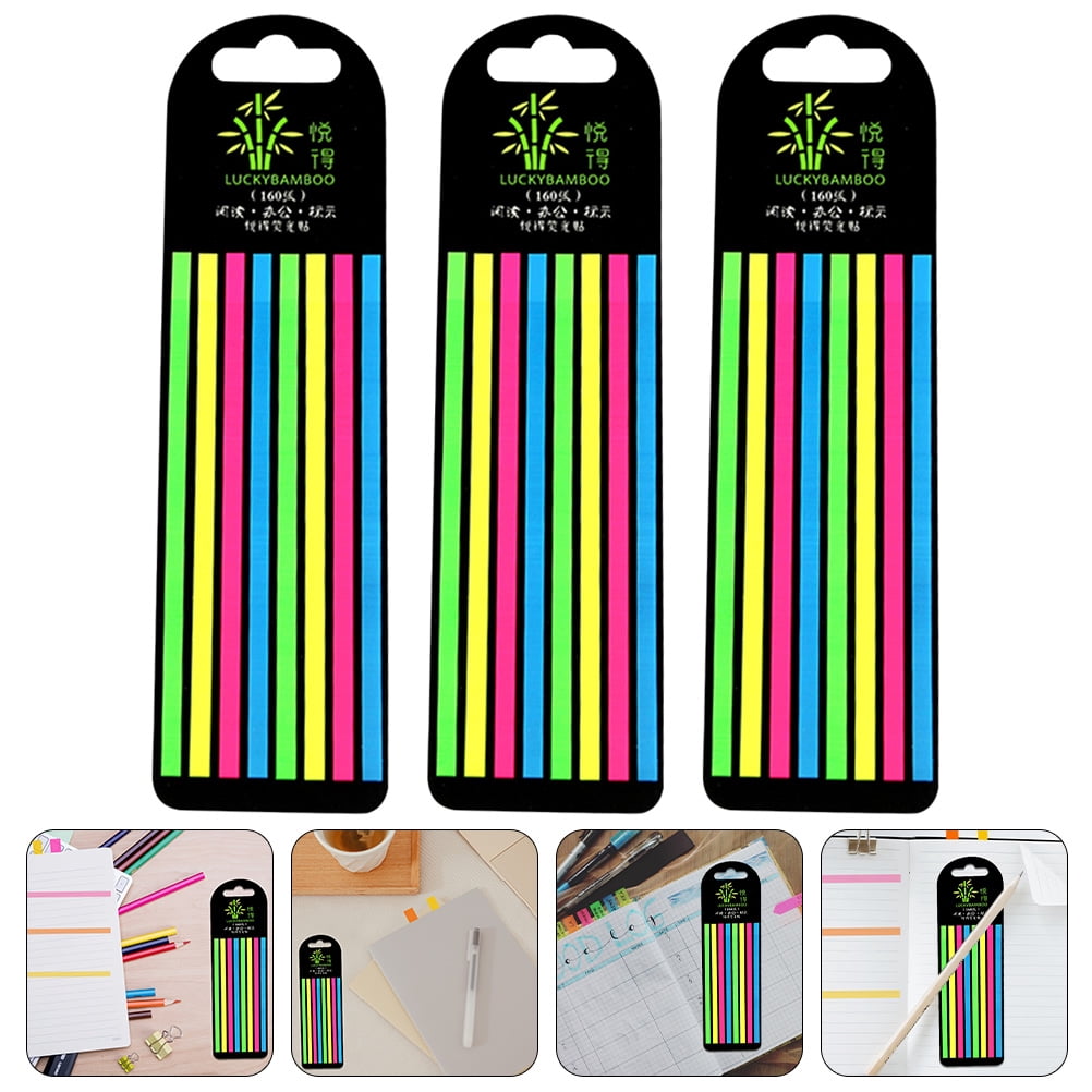 FRCOLOR 16 Boxes  Fluorescence Bookmarks Reading Notebook Tabs Fine Reading Strips Reading Stickers