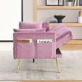 thumbnail image 5 of JINS & VICO 72.5" W Futon Convertible Sofa Bed Couch, Pink, 5 of 9