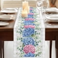 thumbnail image 3 of Table Runners 108 Inches Long Dress Scarves, Blue Pink Hydrangea Farmhouse Coffee/Dining/Kitchen Table Runner for Living Room, Eucalyptus Leaves Grey Plaid 13x108 Inch, 3 of 9
