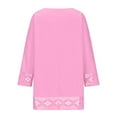 thumbnail image 4 of LYEAA Lace Tops for Women 3/4 Sleeve Crew Neck Solid Color Loose T-Shirts Casual Dressy Comfort Fashion Pullover Pink S, 4 of 5