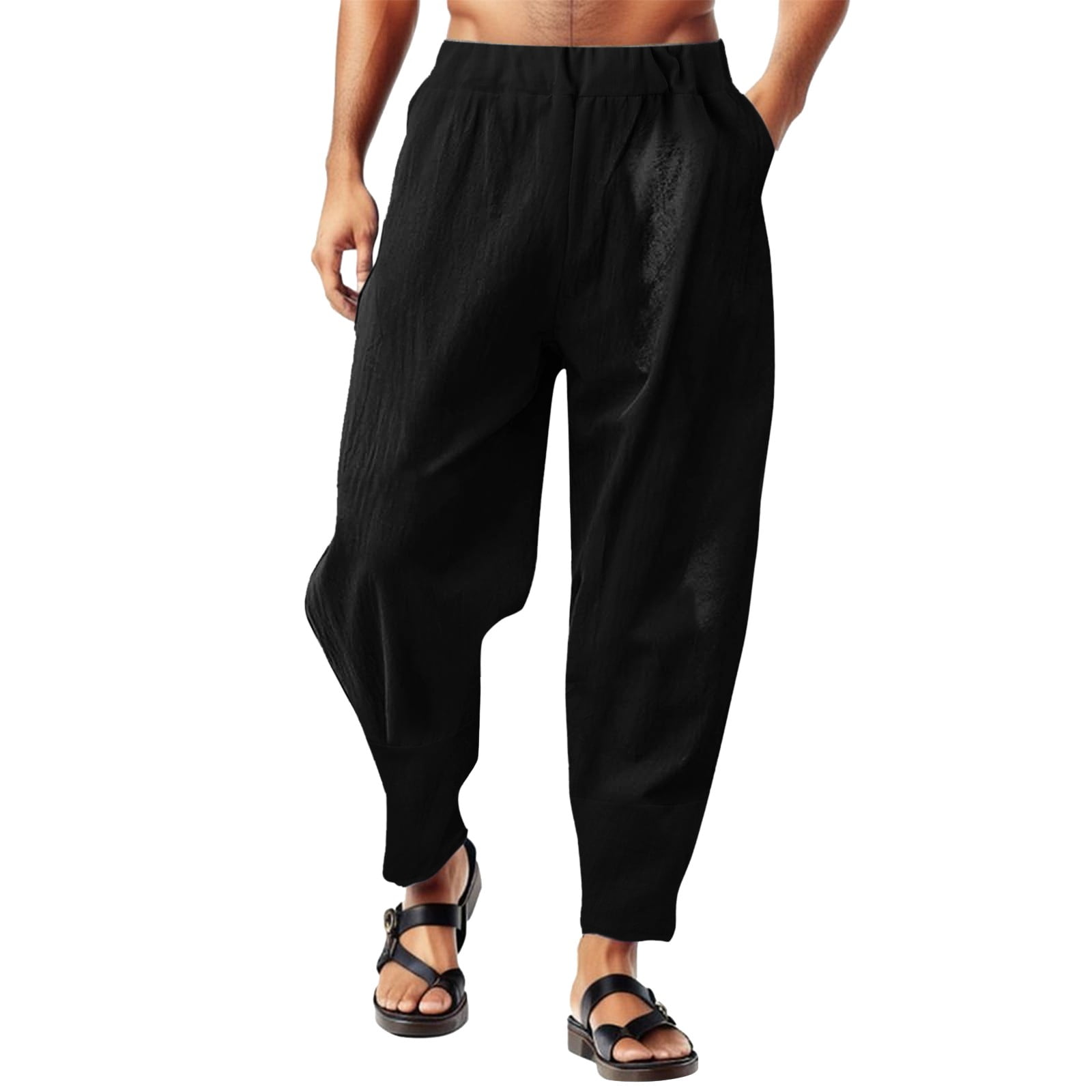 Ketyyh chn99 Mens Pajamas Pants Big and Tall Pants for Men Stretch Relaxed Fit Flat Front Pant with Pockets Black M Walmart