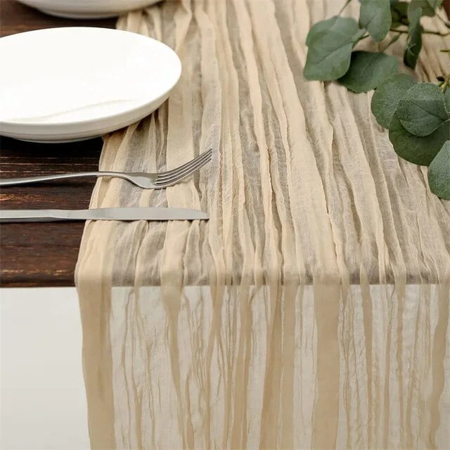 Gauze Table Runner Dinning Table Decoration 90*300CM Rustic Country Boho Beach Wedding Party Table Decor Christmas Table Runners