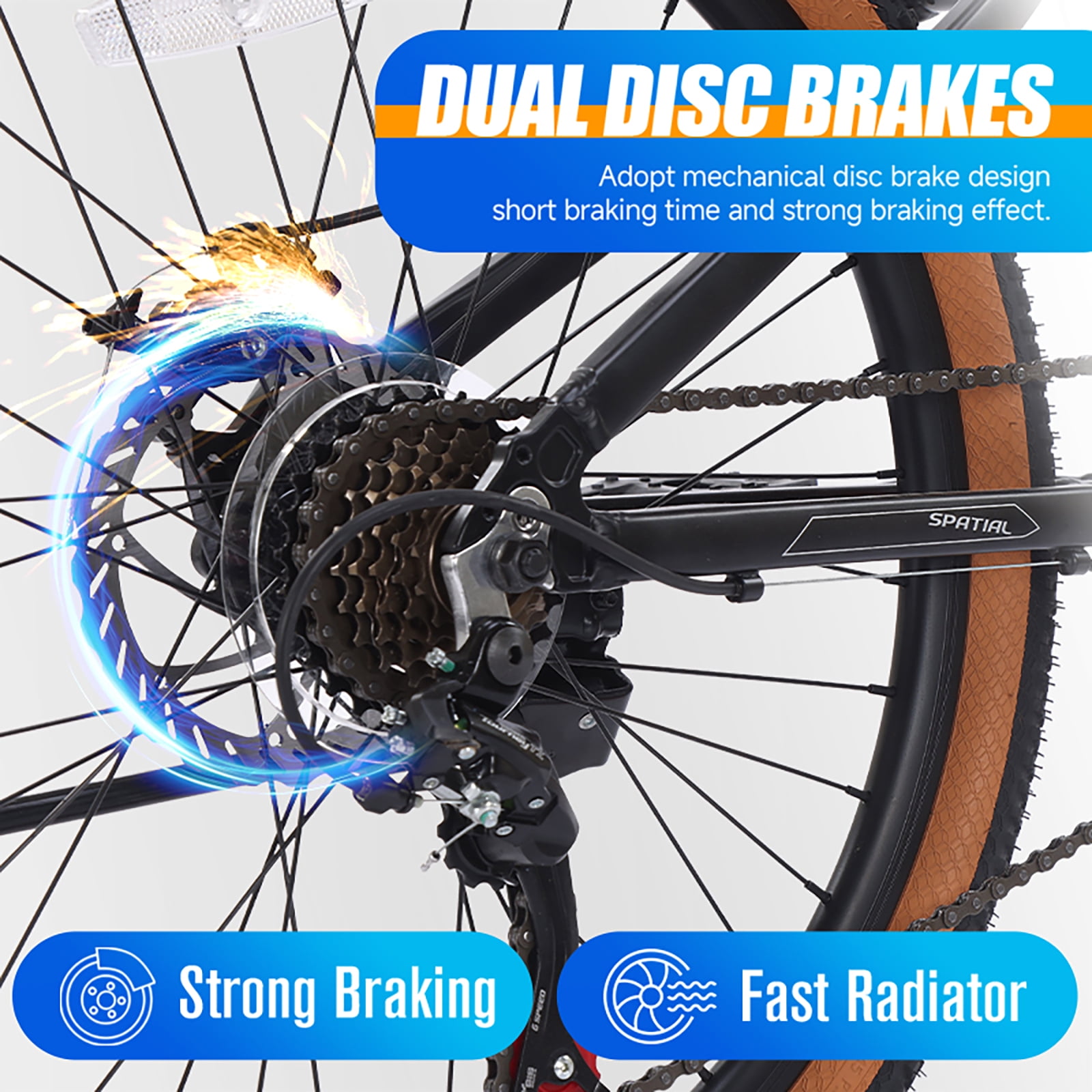 24" Wheel Mountain Bike, 21 Speed with Dual Disc Brake Mountain Bicycle, Aluminum Frame Fits Teens Womens Mens MTB Cycling Bikes