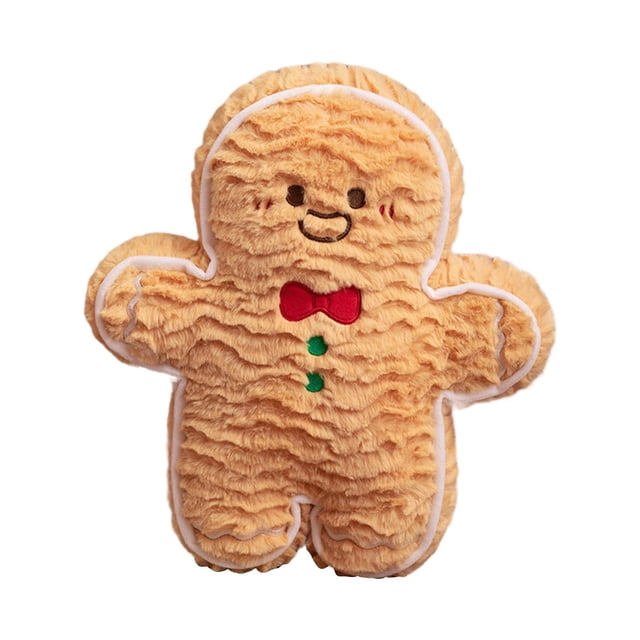 Almohada navideña con forma de hombre de jengibre, adorno de almohada de peluche, linda y suave 30 centímetros
