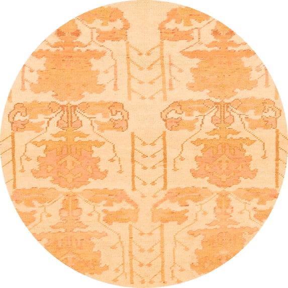 Ahgly Company Indoor Round Abstract Orange Modern Area Rugs, 4' Round