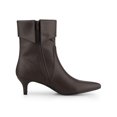 thumbnail image 3 of BLISSFUL STEP Women's Fold Over Kitten Heels Solid Print Zip-Up Ankle Boot Coffee 10, 3 of 7