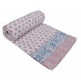 thumbnail image 2 of Hand Block Print Kantha Quilt Kantha Bedspread Kantha Blanket Cotton Throw Handmade Quilt Single Size Quilt Bedding, 2 of 4