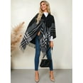 thumbnail image 6 of Women'S Wraps Open Front Travel Poncho Cape Warm Oversized Plaid Sweaters Casual Cardigan Shawls Black One size, 6 of 9