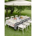 thumbnail image 3 of Outdoor Tablecloth with Umbrella Hole and Zipper, Easter Rectangle Table Cloth 60x120 Inch Waterproof Tablecloth, Spring Farmhouse Bunny Eggs Flower Black Plaid Picnic Table Cover for Patio Camping, 3 of 7