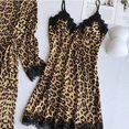 thumbnail image 6 of SCSAlgin Women's Leopard Print Nightgown Satin Silk Pajamas Sexy Bathrobe Robes Underwear Sleepwear, 6 of 7