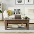 thumbnail image 1 of Table Table Basse Basse avec Plateau Relevable Table Basse avec Compartiment Caché et Étagère de Rangement pour Salon Salle de Réception 47,2 Pouces L, Brun, 1 of 8