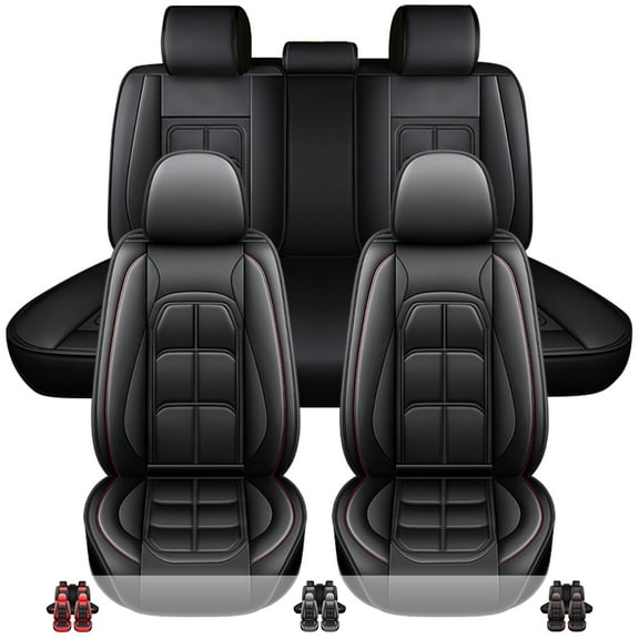 Car Seat Covers Fit for Subaru Outback Legacy,5-Seat PU Leather Cushion Protector, Full Set Front Back Seat Cover for Subaru Crosstrek Legacy Black&Red line