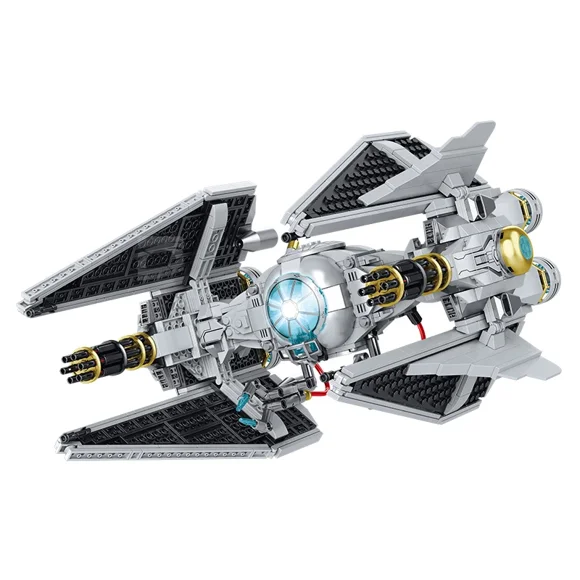 Spaceship MOC TIE Interceptors Building Blocks Modified from Imperial Fighters Model DIY Assembly Bricks Toys Gift