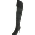 thumbnail image 2 of Forever Womens ALEXIA Pointed Toe Over The Knee Thigh High Stiletto Slouchy Boot Shoes, Black, 7, 2 of 4