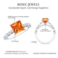 thumbnail image 5 of Solitaire Lab Grown Orange Sapphire Ring with Moissanite - 2 Carat Princess Cut Sapphire Ring, 10K White Gold, US 13.00, 5 of 8