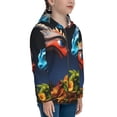 thumbnail image 5 of Kdxio Playful Colorful Dragons Flowers Pattern Kids Boys Girls Zip Up Hoodie 3D Printed Hooded Sweatshirt Hoody Coat with Pocket 7-12 Y-Small, 5 of 6