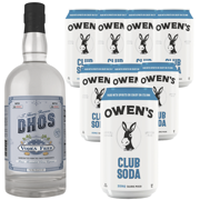 Dhōs Handcrafted Non-Alcoholic Vodka 750 ML Bottle w Pack Owen’s Mixers Club Soda 8.2 OZ Cans - Keto-Friendly, Zero Sugar, Zero Calories, Zero Proof - Perfect for Mocktails - A