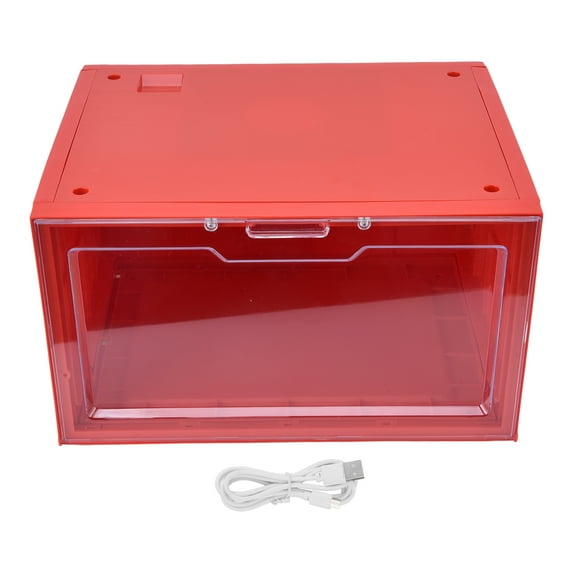 LED Shoe Box Voice Control Transparent Door Stackable Sneaker Storage Display Case for Home Shopping Mall
